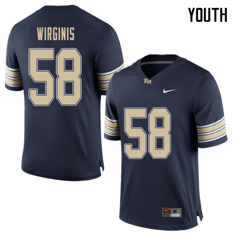 Youth #58 Quintin Wirginis Pittsburgh Panthers College Football Jerseys Sale-Home Blue